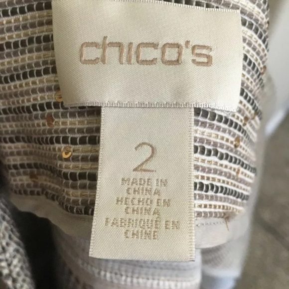 Chico’s Sz 2 Gold Silver Blazer Jacket Holiday - Picture 4 of 8